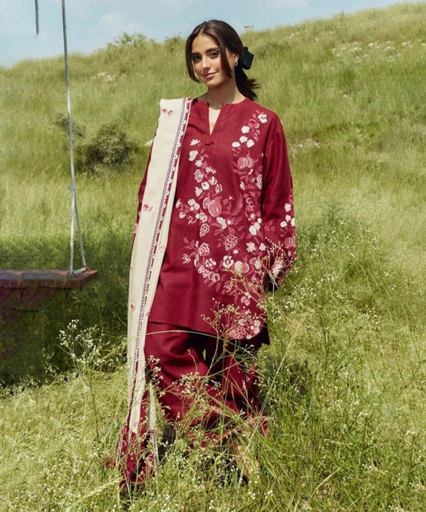 3PC Dhanak Embroidered Shirt With Digital Printed Shawl-282