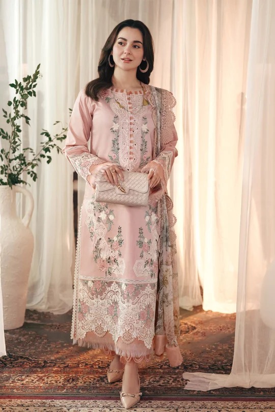 Dhanak-3PC Embroidered Shirt with Digital Printed Wool Shawl - 3402