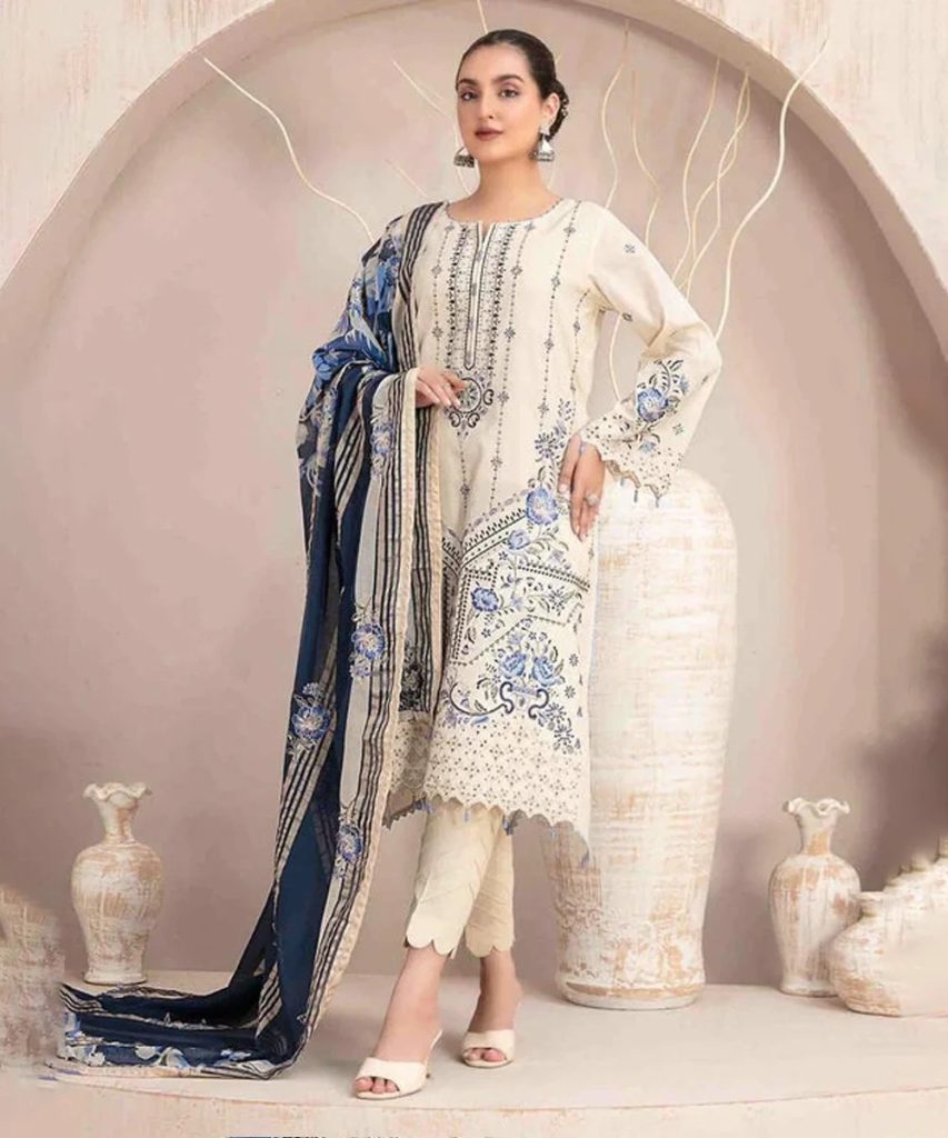 Dhanak-3PC Embroidered Shirt with Digital Printed Wool Shawl -438