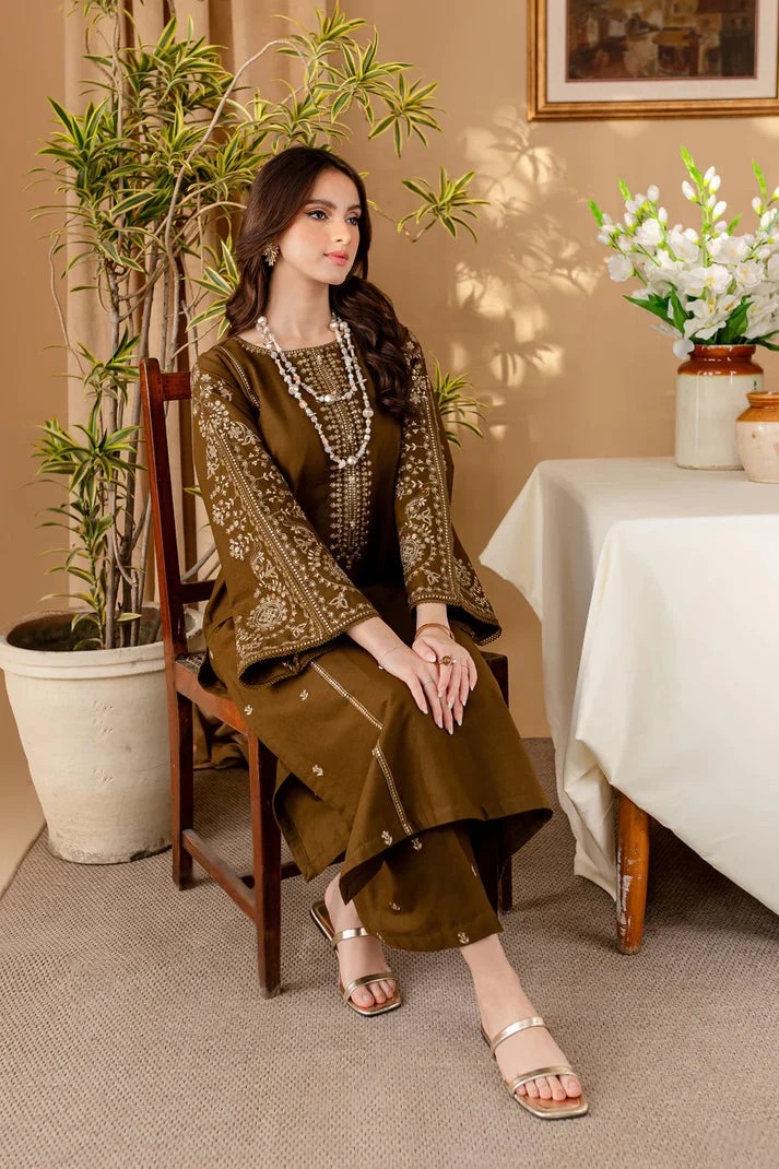 Dhanak-2PC Embroidered Suit - 185 - Image 5